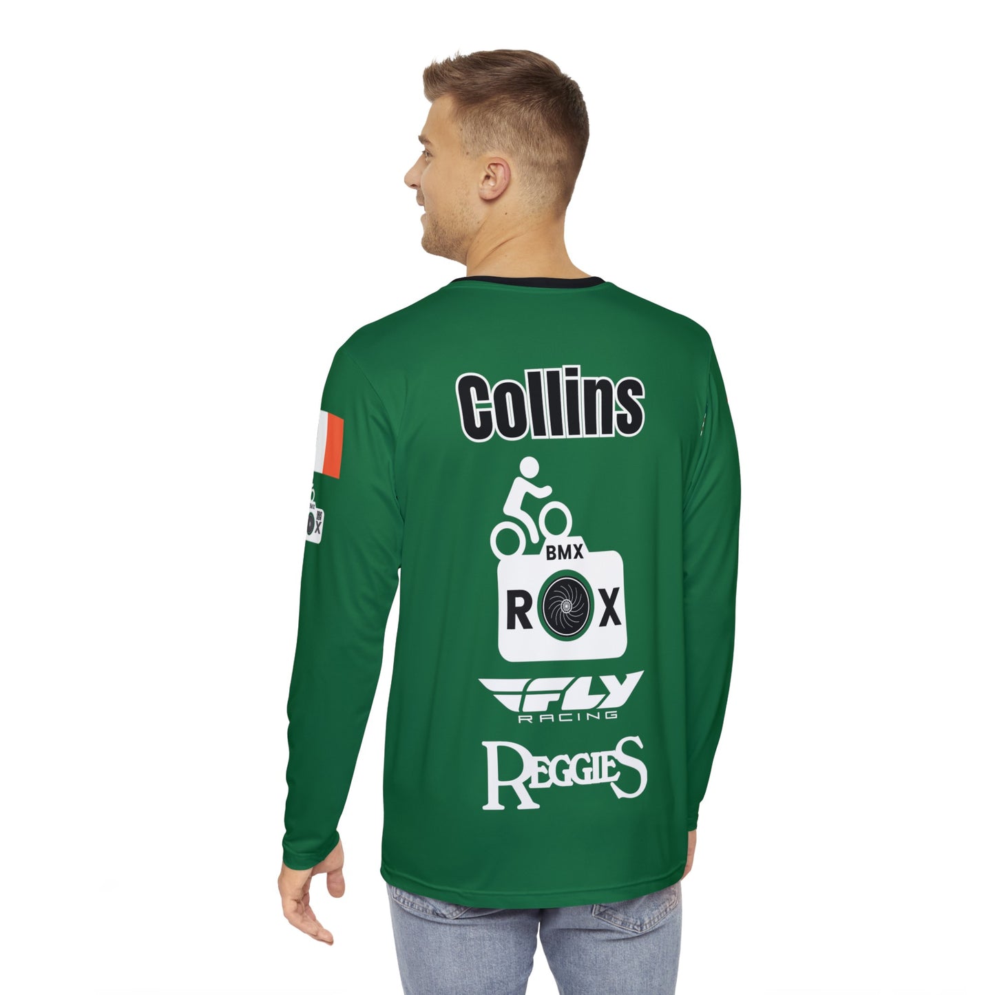 Green- Moe’s Man in Black Long Sleeve Shirt (AOP)