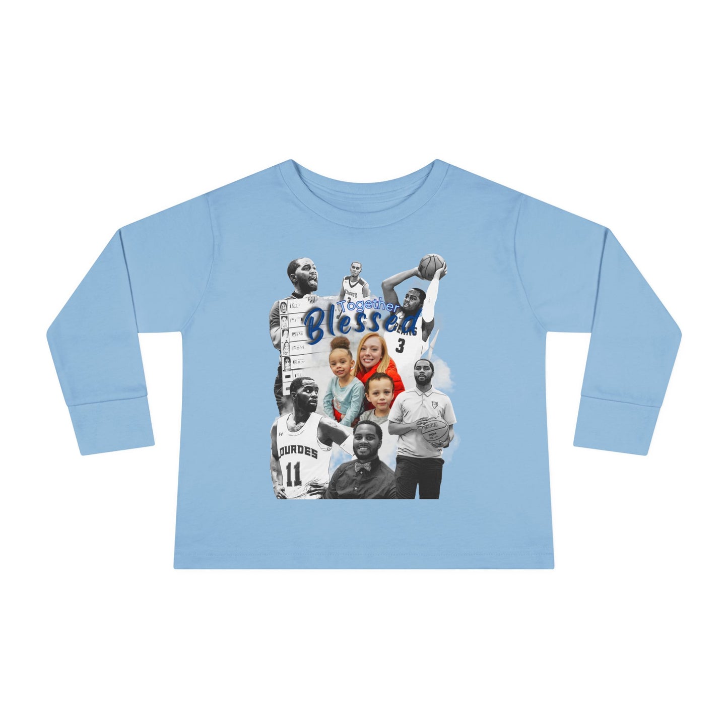 Toddler Long Sleeve Tee — "Blessed" Family & Basketball Photo Collage