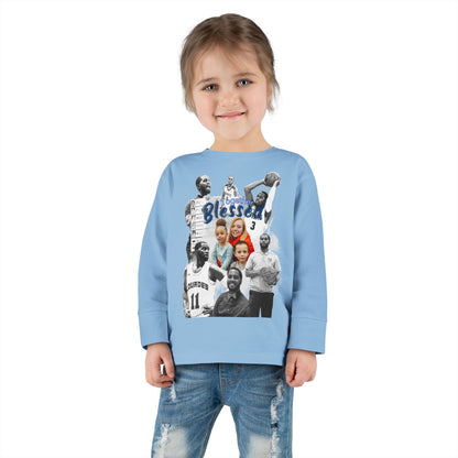 Toddler Long Sleeve Tee — "Blessed" Family & Basketball Photo Collage