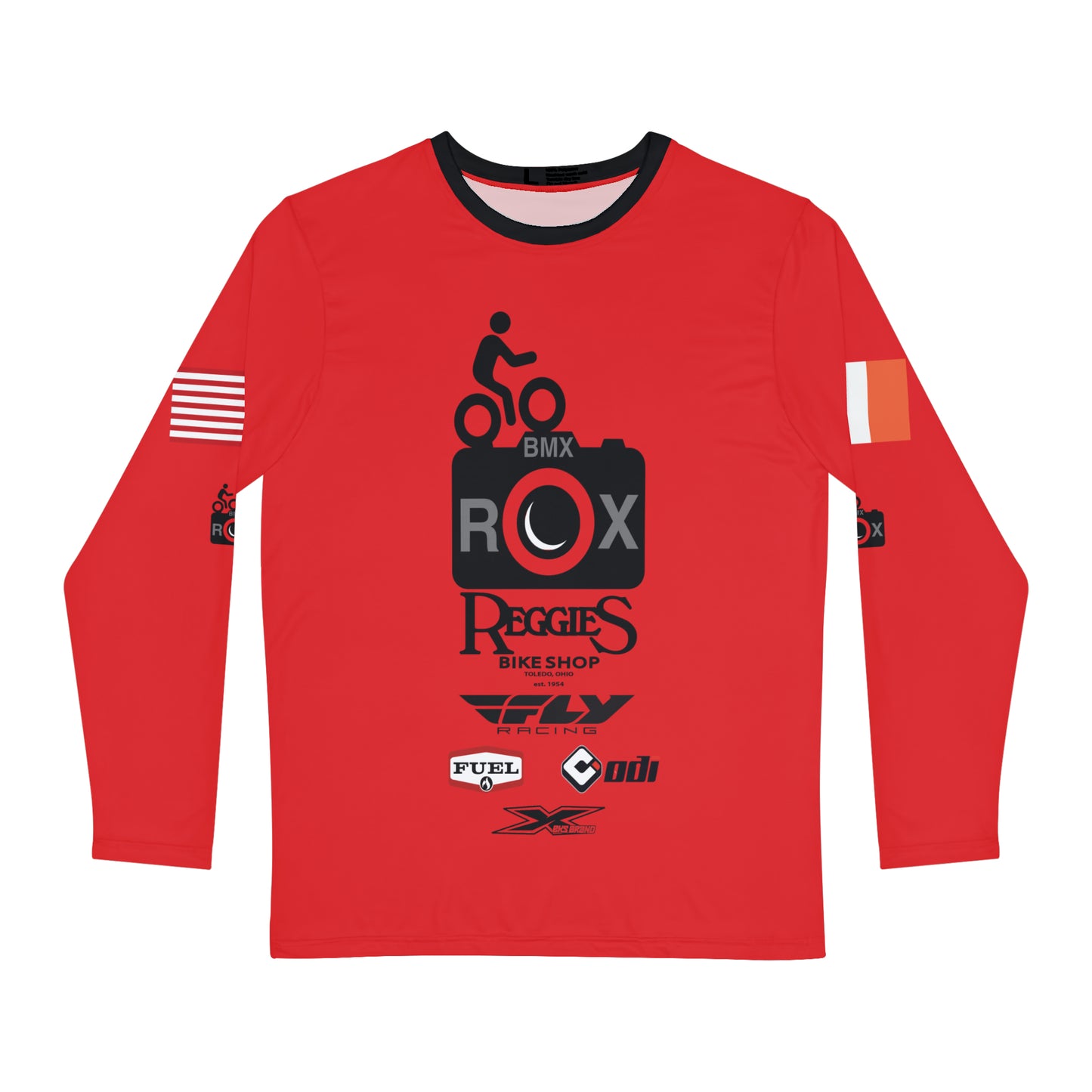 Moe’s Red Men's Long Sleeve Shirt (AOP)