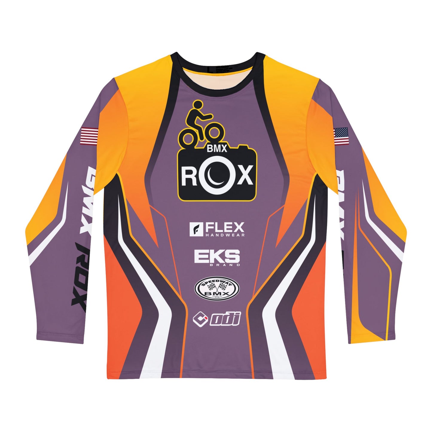 BMX Rox Racing Long Sleeve Jersey — Bold Orange & Purple BMX Team Shirt