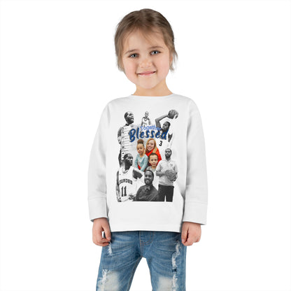 Toddler Long Sleeve Tee — "Blessed" Family & Basketball Photo Collage