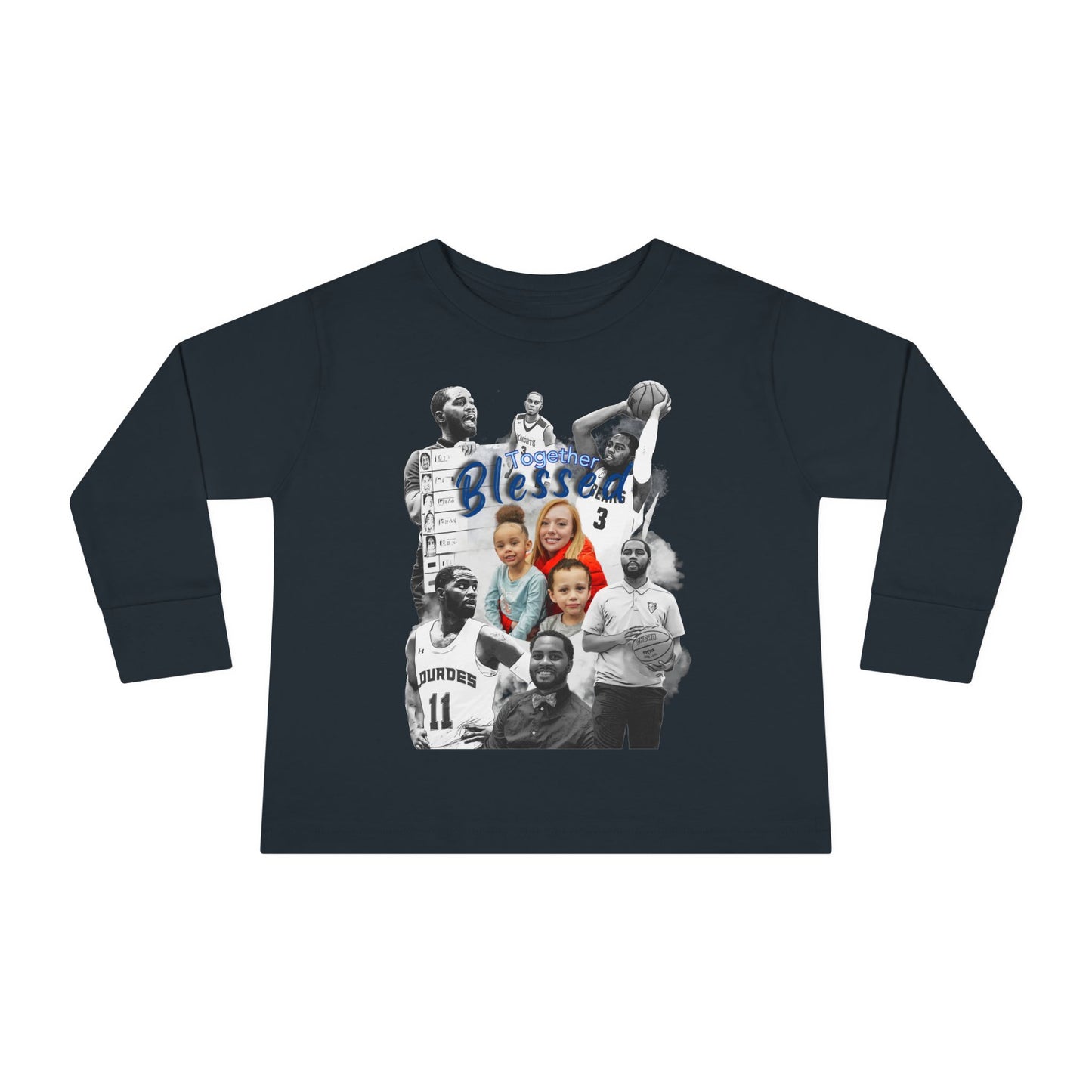 Toddler Long Sleeve Tee — "Blessed" Family & Basketball Photo Collage