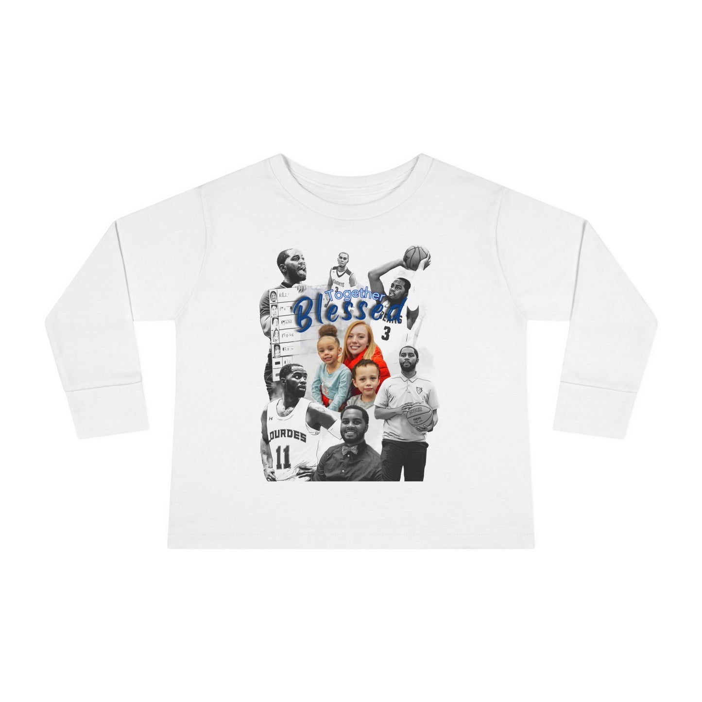 Toddler Long Sleeve Tee — "Blessed" Family & Basketball Photo Collage